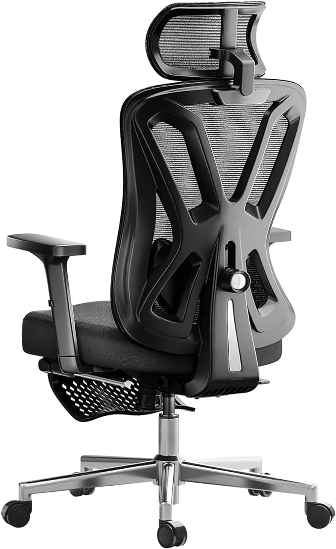 Hbada P5 Ergonomic Office Chair, Desk Chair with Adjustable Lumbar Support and Height, Comfortable Mesh Computer Chair with Footrest 2D Headrest, Swivel Tilt Function Black